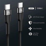 CABLE TRENZADO DE NAILON DURA SPEED DE 65W TIPO C EN AMBOS LADOS DE 1.8M NEGRO ARGCB0047